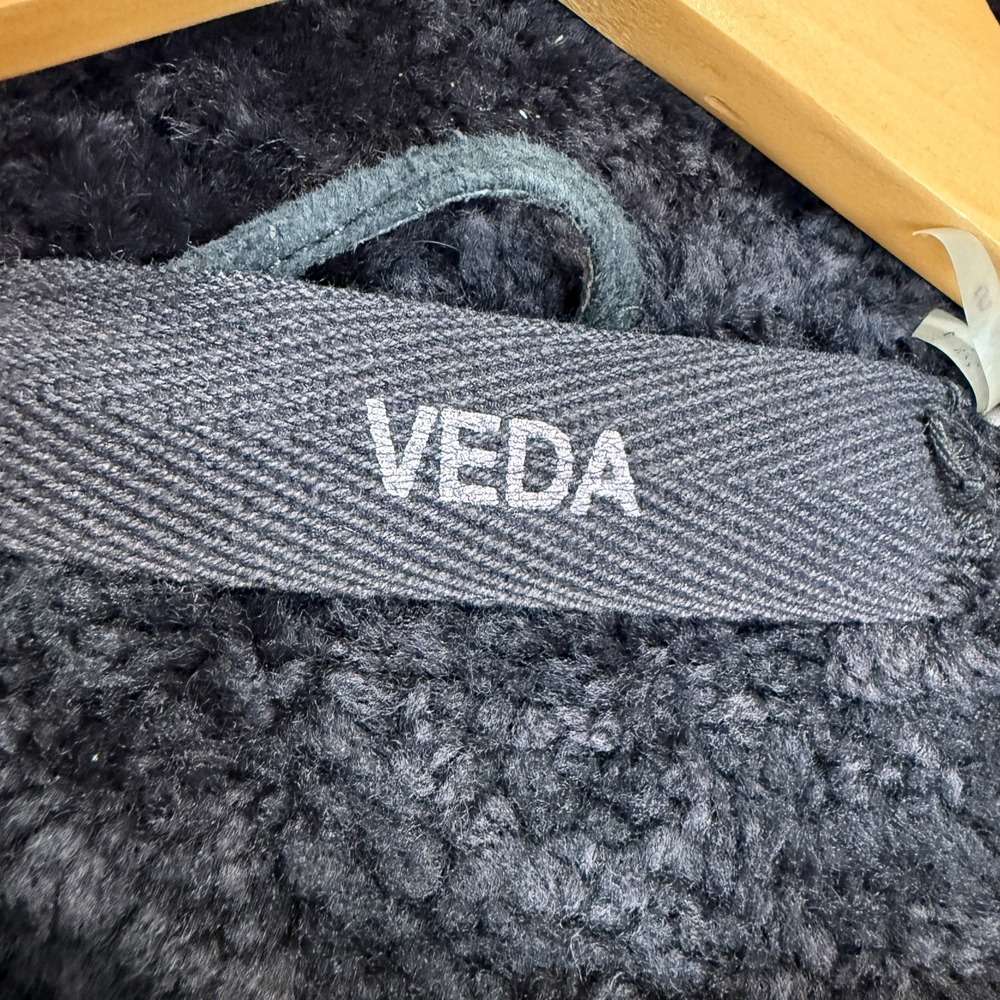 Veda 100% Shearling Leather Fur Moto Jacket Womens Small Motorcycle Designer Zip - Picture 12 of 16